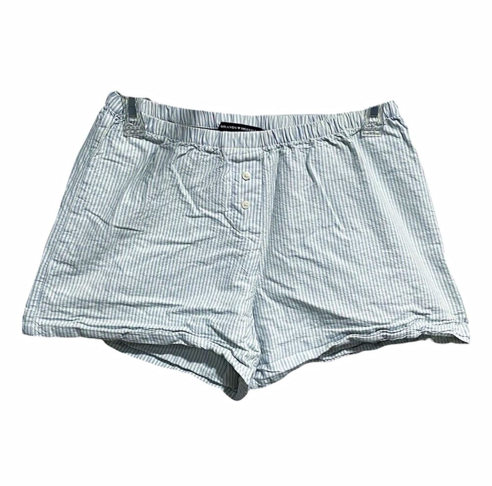 Brandy Melville Striped Boxer Sleep Shorts Size Small Blue White Summer Pajamas
